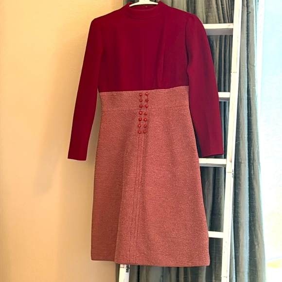 Vintage Red Long Sleeve Dress - Bleecker Street EUC Size 12 On Tag - Small - Picture 1 of 6
